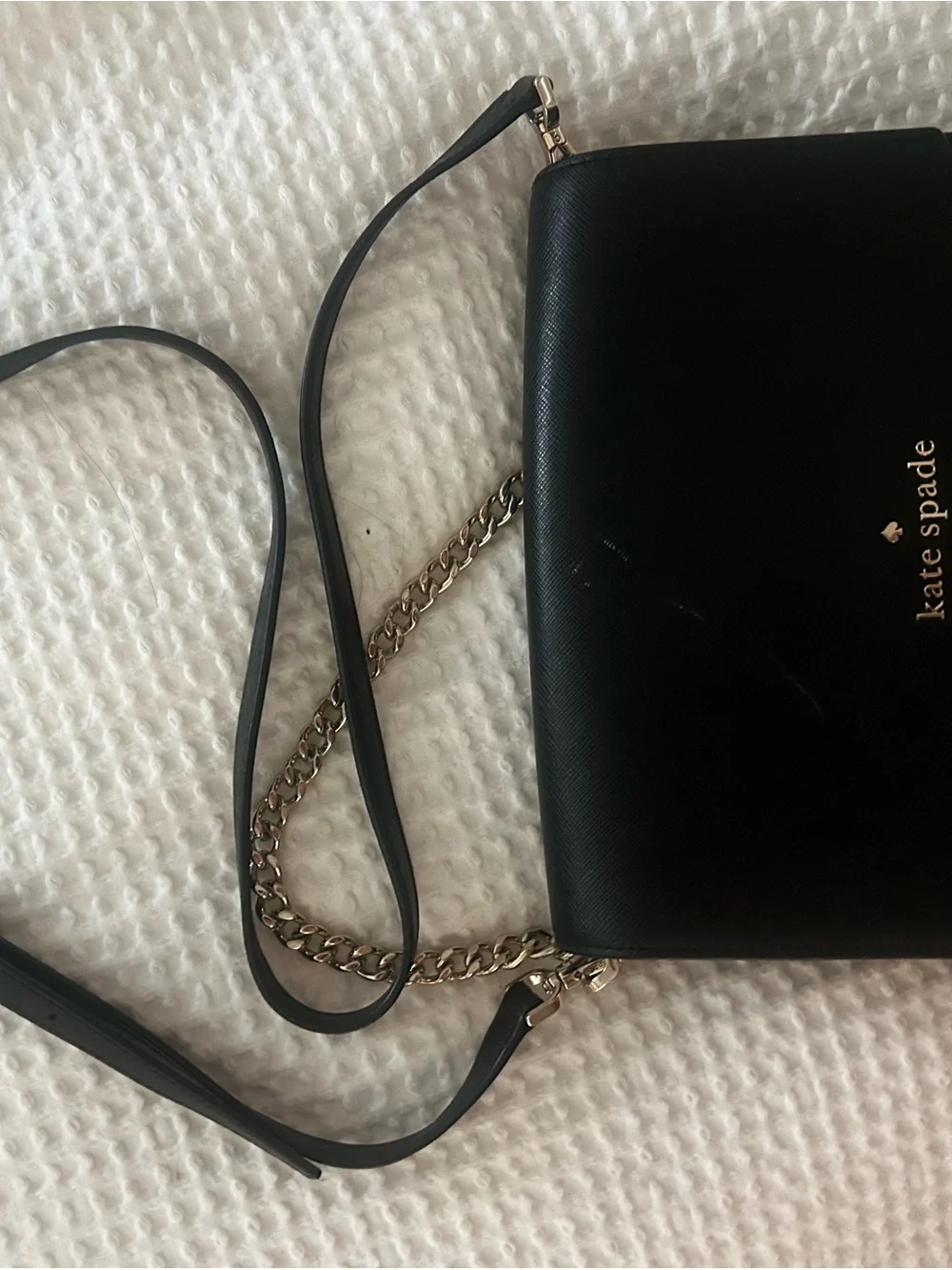 kate spade Black Crossbody with Gold Chain Accent
